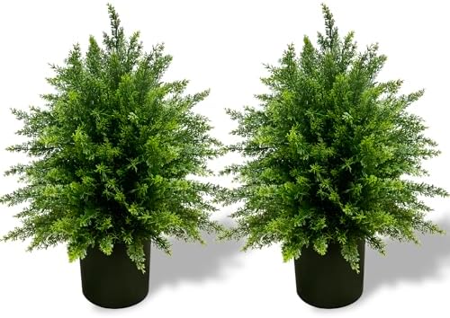 2-Pack Artificial Cedar Topiary Balls for Indoors and Outdoors