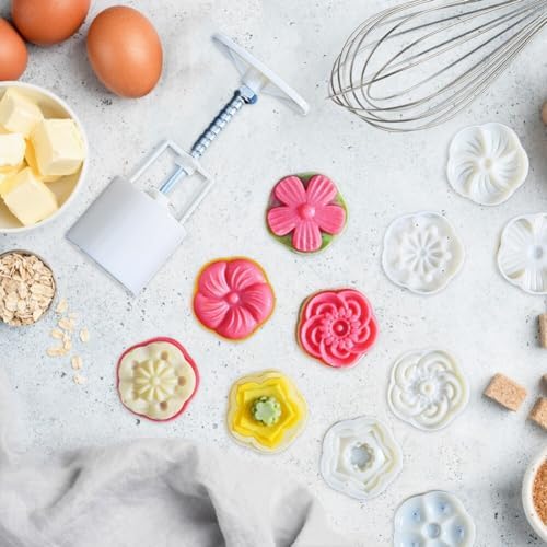 Ztexkee Round Mooncake Mould 125g with 4 Stamps
