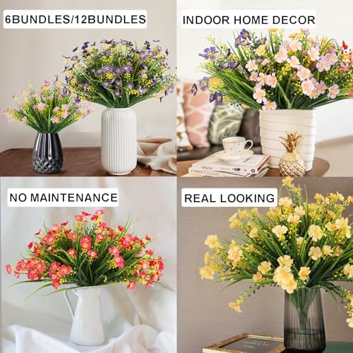 MACTING Fake Plastic Outdoor Flowers UV-Resistant and Durable Purple