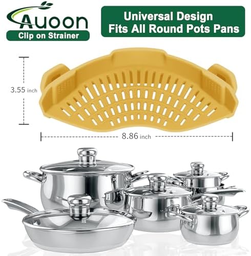 AUOON Silicone Clip On Food Strainer for Pots Pans
