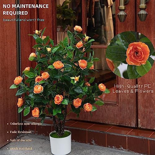 ECOFOREST Artificial Camellia Tree 35in Faux Floral