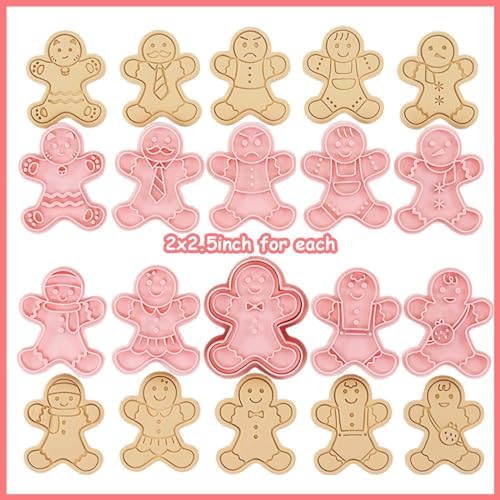 10 Mini Gingerbread Man Cookie Cutters 3D Raised Christmas Ornament