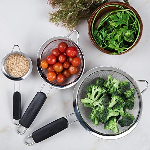 Stainless Steel Strainer Set Rust-Resistant with Non-Slip Handles