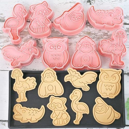 Lutoku 8 Mini Animal Cookie Cutters Set with 3D Raised Design