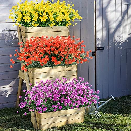 20-Bundle UV Resistant Faux Plastic Greenery for Indoors Outdoors