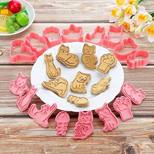 Sawysine 8 Pcs 3D Cat Cookie Cutters Set