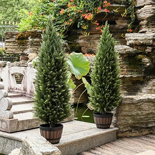 Realistic 48 Artificial Cedar Outdoor Topiaries