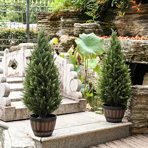 Artificial Cedar Real-Leaf Potted Plant Set