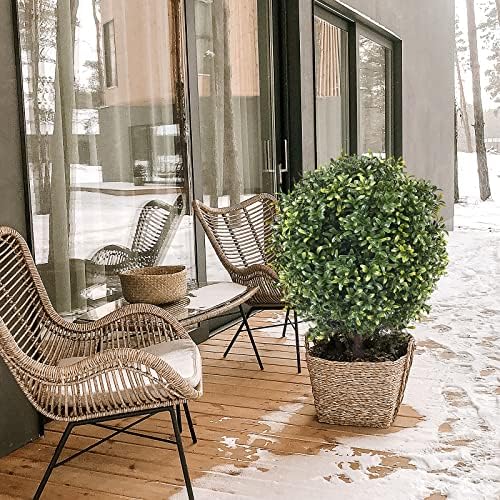21 Inch Artificial Boxwood Topiary Ball Trees Set of 2