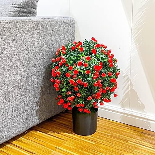 Sunnyglade 216 Tall Artificial Rose Topiary 2-Piece UV-Resistant Potted Set