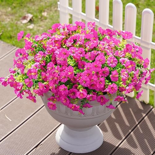 IVYDALE Natural-Aesthetic Outdoor Fuchsia Morning Glory Eucalyptus Plant Bundle