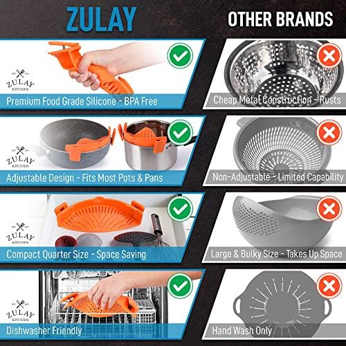 Zulay Silicone Pot Strainer - Adjustable Heat-Resistant Built-In Drain Premium Quality
