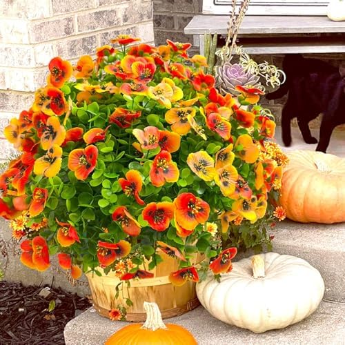 12-Piece Autumn Artificial Flowers UV-Resistant Realistic