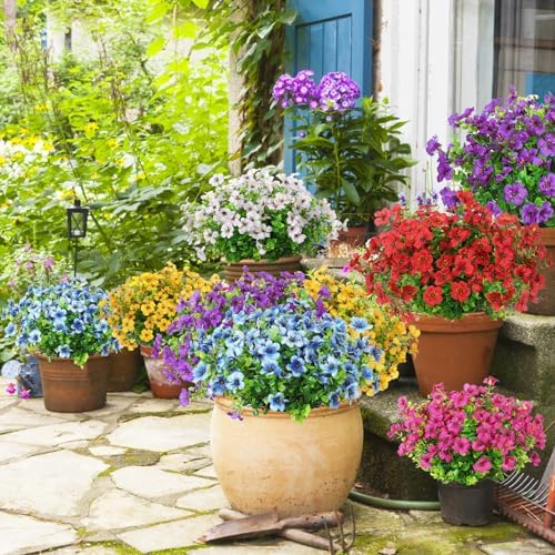 SOMYTING Artificial Azalea Flowers 8 Bundle Set Magenta