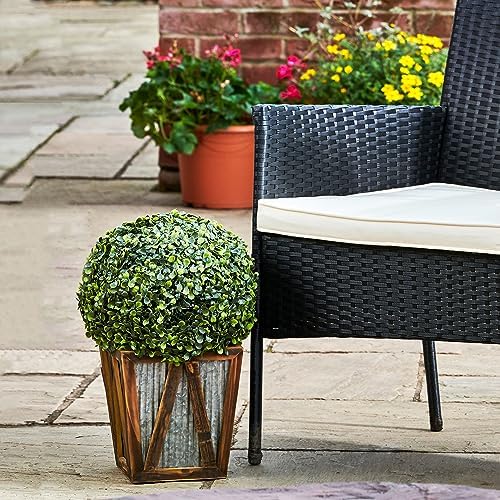 Teamson Home Solar-Powered LED Boxwood Topiary