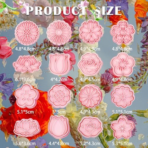 Festive 16-Piece Spring Flower Dive Cookie Cutters Set