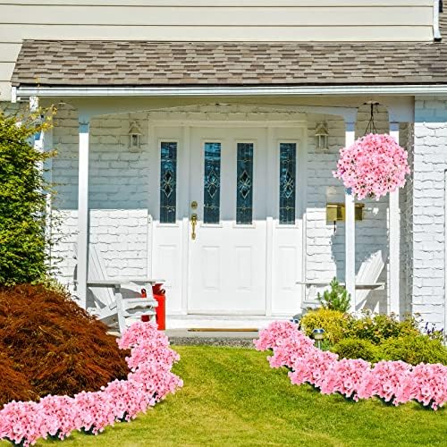 24-Piece UV-Resistant Hydrangea Artificial Flower Bundle for Indoor Outdoor Use Pink