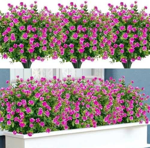 Bassion 20 Bundles Fake Artificial Flowers Outdoor