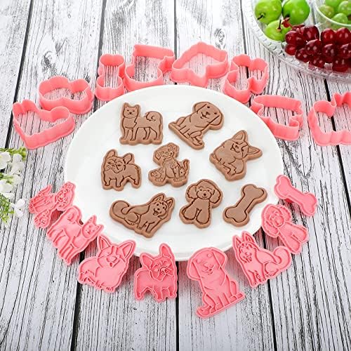 Vesici 8 Pcs Dog Cookie Cutters Funny Cartoon 3D Shapes Set