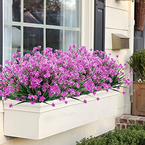 20-Bundle UV Resistant Faux Plastic Greenery for Indoors Outdoors