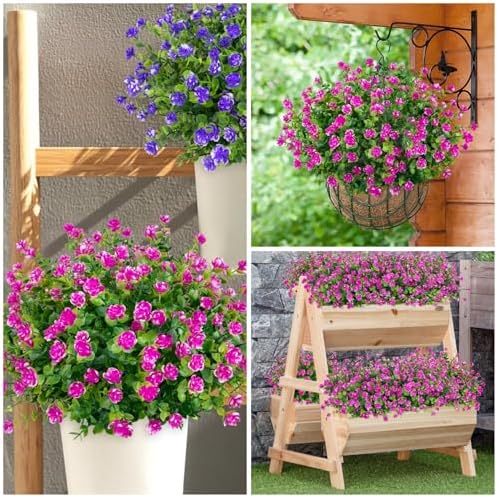 Bassion 20 Bundles Fake Artificial Flowers Outdoor