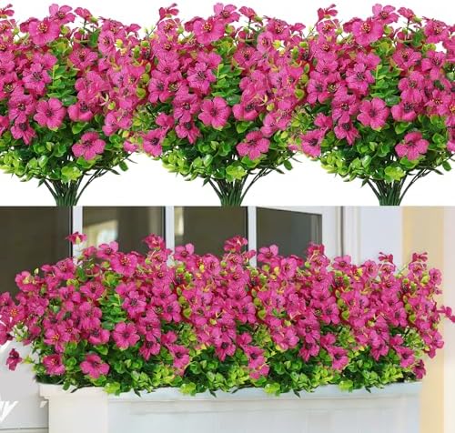 SOMYTING Artificial Azalea Flowers 8 Bundle Set Magenta