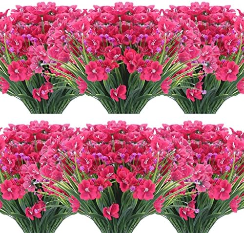XEOLIAN Red Artificial Flowers UV-Resistant Craftsmanship Bundle