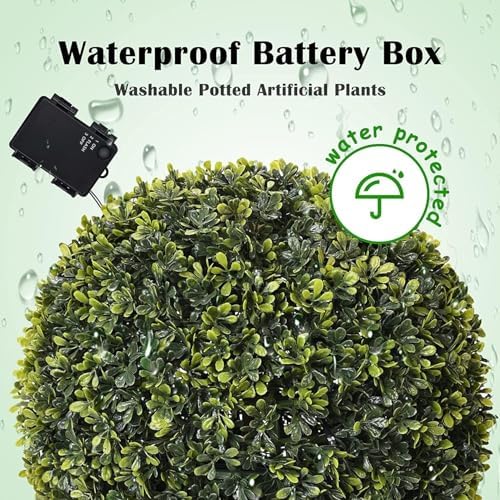 Arti-Bloom Artificial Topiary with Pot Lights Front Porch Outdoor Plant