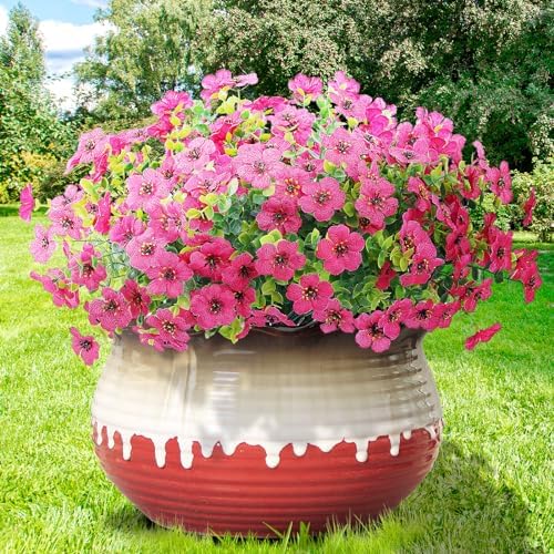 10 Bundles Artificial Faux Flowers for Outdoor Decor