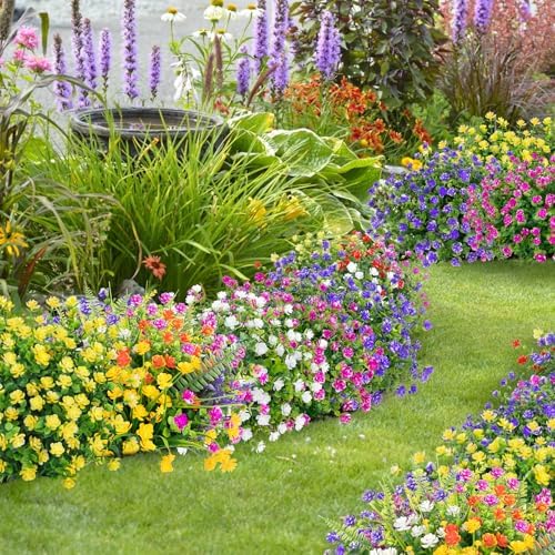 Bassion 20 Bundles Fake Artificial Flowers Outdoor